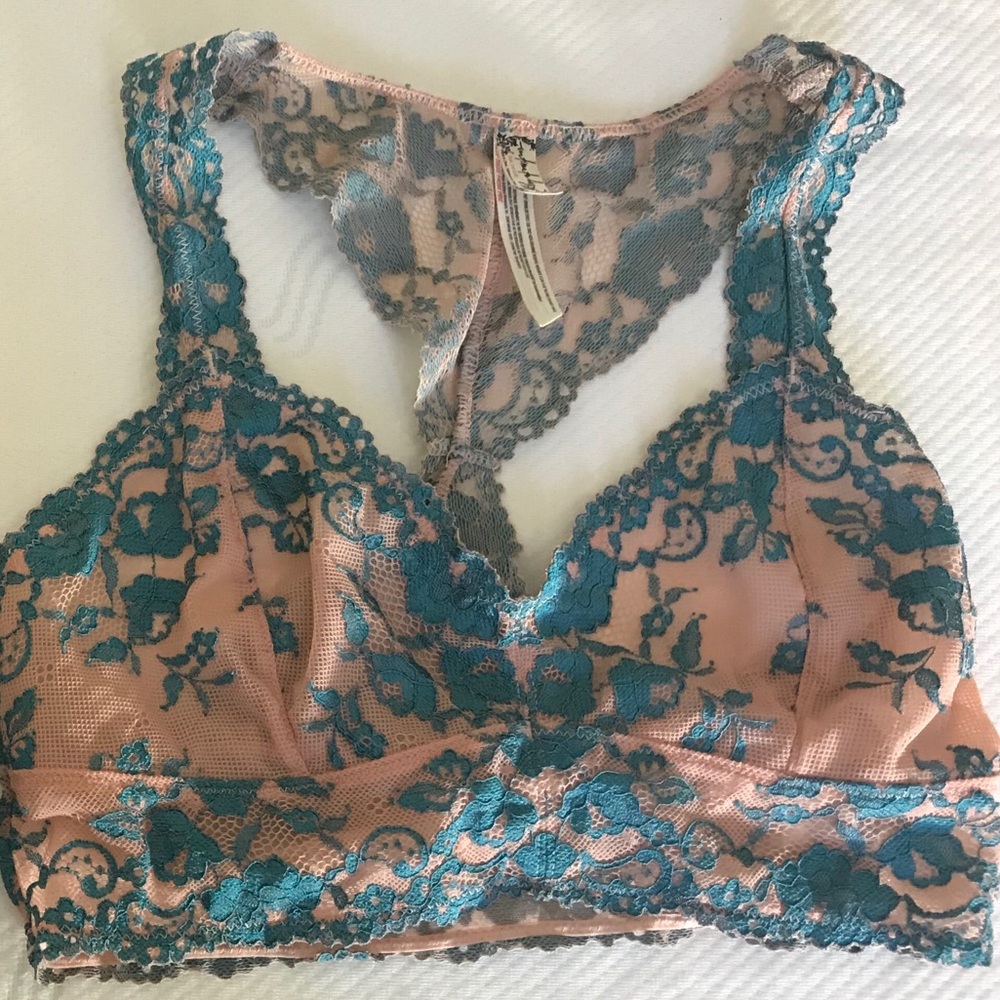 Free People wild roses racerback bralette green